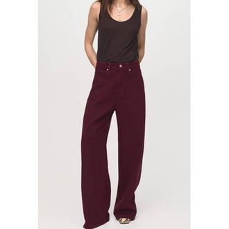 Mango wide leg jeans donkerrood