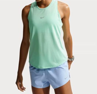 Nike Swift Aero Fit Running Tank Top In Illusion Green/aluminum/reflective Silver