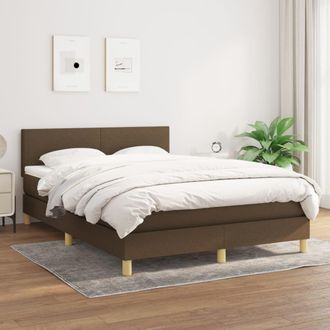 vidaXL Vidaxl - Cama Box Spring Con Colch&oacute;n Tela Marr&oacute;n Oscuro 140x190 Cm