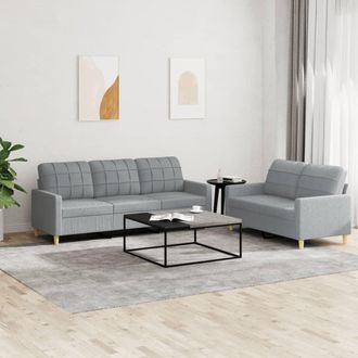 vidaXL Vidaxl - Set Di Divani 2 Pz Con Cuscini Grigio Chiaro In Tessuto