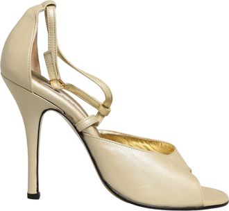 Dolce & Gabbana Beige Leather Stiletto Heels Sandals Womens Shoes (Pre-Owned)