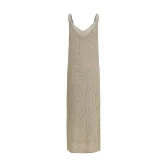 Brunello Cucinelli Womens Beige Linen Casual Dress