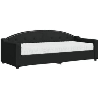 vidaXL Sof&aacute; Cama Con Colch&oacute;n Tela Negro 80x200 Cm Vidaxl