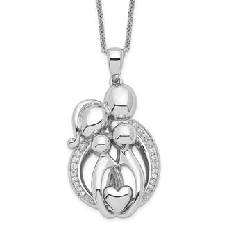Diamond2Deal Sterling Silver Cubic Zirconia Family of 4 Gathering Necklace