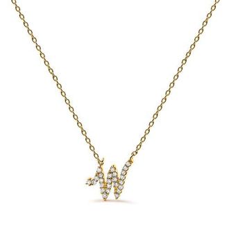 House of Brilliance 10K Gold Diamond Accent A-Z Initial Script Style Pendant Necklace in Yellow | W at Nordstrom