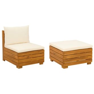 vidaXL Conjunto De Sof&aacute;s De Jard&iacute;n Con Coj&iacute;n 2 Pieza Marr&oacute;n Vidaxl