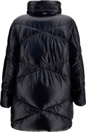 Herno Womens Quilted Drawstring Down Jacket Nero Polyamide Coat