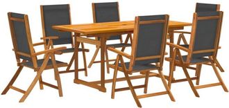 vidaXL vidaXL 7 Piece Garden Dining Set Solid Wood Acacia and Textilene