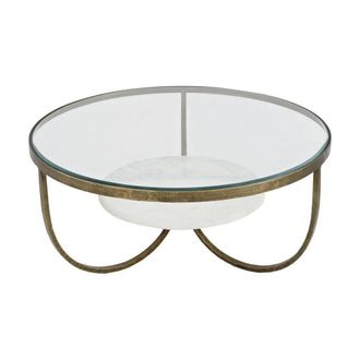 The Libra Company Nolita Coffee Table - Iron/Glass/Marble/MDF - L91.5 x W91.5 x H41 cm in Gold