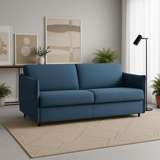 Dmora Sof&aacute; Fijo 2 Plazas Varedo, Desenfundable, Hidr&oacute;fugo Made In Italy, Lavable, 180x95x90h Cm Azul