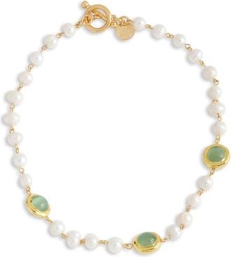 Karine Sultan Crystal Station Cultured Pearl Necklace in Gold at Nordstrom