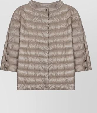 Herno quilted jacket three quarter sleeves high collar