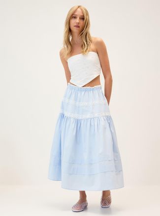 Twik Womens Lace-trim maxi skirt