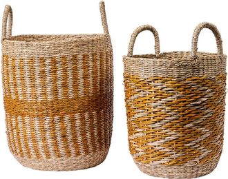 Novità Home Serres - juego de cestas 1/2 natural y naranja