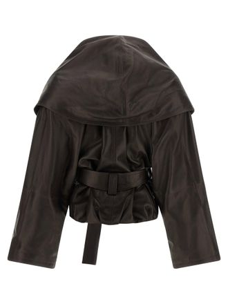 Magda Butrym Shawl Collar Leather Jacket - Brown