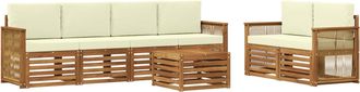 vidaXL Conjunto De Sof&aacute;s De Exterior 7 Uds. Natural Y Crema Vidaxl