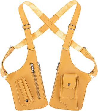 Generic Premium Leather Adjustable Underarm Shoulder Bag For Men & Women,Man Purse Crossbody Masculine Crossbody Bag (Yellow)