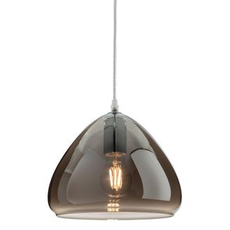 Netlighting Willis Dome Pendant Light Chrome with Smoked Glass in Grey