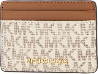 Michael Kors Womens Printed Canvas Card Holder Vanilla Portafogli Wallet
