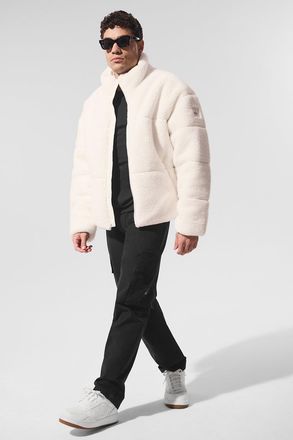 Alo | Sherpa Stage Puffer Jacket in Ivory White, Size: Large