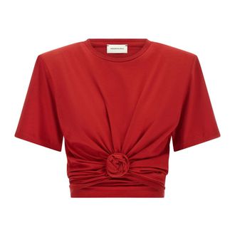 Magda Butrym Tops, Dames, Rood, S, Katoen, T-shirt 02