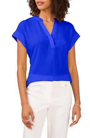 Chaus Split Neck Georgette Blouse in Goddess Blue at Nordstrom, Size X-Large