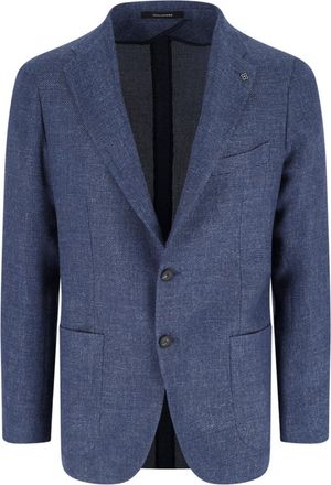Tagliatore Blue Tailored Textured Notch Lapel Jacket