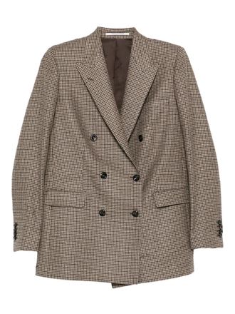 Tagliatore houndstooth double-breasted blazer - women - Virgin Wool/Cupro - 42 - Brown