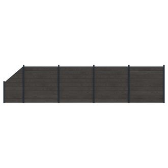 vidaXL Panel De Valla 5 Pcs Wpc Y Aluminio Negro Vidaxl