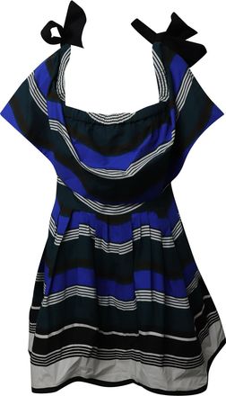 Fendi Fendi gestreepte off-shoulder jurk met ruches in veelkleurig katoen