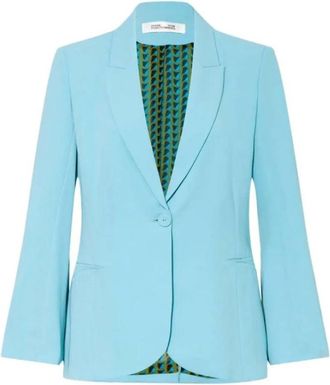 Diane Von F&uuml;rstenberg Jassen, Dames, Blauw, XS, Leer, Audrey Jacket