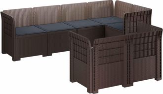 vidaXL Sof&aacute; De Jard&iacute;n Para 7 Personas Con Cojines Estilo Ratan Pp Vidaxl