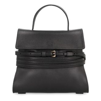 Moschino Tote Bags, female, Black, Size: ONE SIZE Tie Me Small Leather Handbag