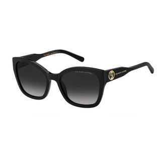 Marc Jacobs Classic Square Sunglasses with Gold Metal Detail - female - Marc Jacobs - Sunglasses - Black - 54 MM - Accessories
