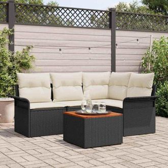 vidaXL Vidaxl - Set Divano da Giardino 5 pcs Nero, Crema 55 x 55 x 37 cm