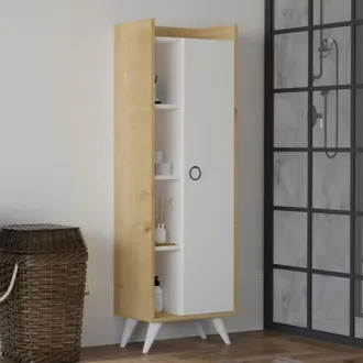 Dmora Armadio Multiuso 1 Anta Sellia, 8 Ripiani, Unanta, 8 Vani, 50x140h Cm Marrone Rovere