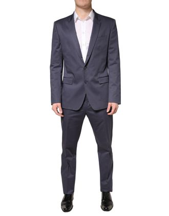 Dolce & Gabbana Mens Blue Single Breasted Martini 2 Piece Suit Cotton Elastane