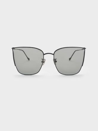 Charles & Keith Shea Metallic-Rim Square Sunglasses