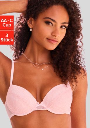 Petite Fleur Push-up-BH PETITE FLEUR, Damen, Gr. 70, Cup AA, ros&eacute;, wei&szlig;, schwarz, Spitze, Obermaterial: 60% Polyamid, 35% Polyester, 5% Elasthan, BHs Push-up-BH, m