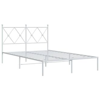 Berkfield Home Metal Bed Frame without Mattress with Headboard White 120x190cm | Size: 120x190 cm