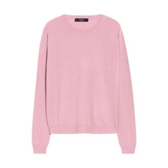 Max Mara Rondgebreide trui - Dames - Ronde hals truien - Roze - XS - Wol - Truien & Vesten