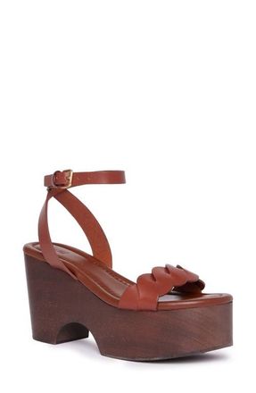 Paige Romy Ankle Strap Platform Sandal in Whisky at Nordstrom, Size 10.5