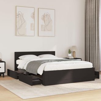 Berkfield Home Bed Frame with Headboard without Mattress Black 140x200 cm