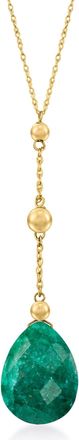 Ross-Simons Emerald Y-Necklace in 14kt Yellow Gold