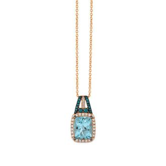 Le Vian Ladies Sea Blue Aquamarine Necklaces set in 14K Strawberry Gold