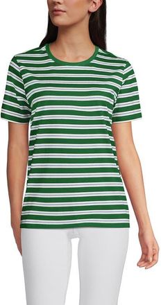 Lands End Supima Cotton Crewneck T-Shirt in Vibrant Clover Multi Stripe at Nordstrom, Size X-Large