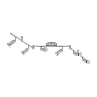 Loops Flush 6 Spot Ceiling Light Colour Satin Nickel Shade Bulb GU10 6x3W Included in Metallics