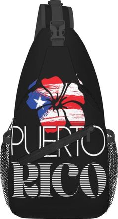 Generic Puerto Amapola Boricua Flag Cross Body Bag Trendy Chest Bag Adjustable Daypack For Outdoors Men Runner
