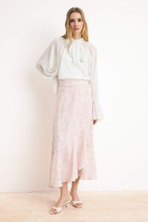 Trendyol Modest Dames Roze Bloemen Maxi A-lijn Sarong Modest Rokken