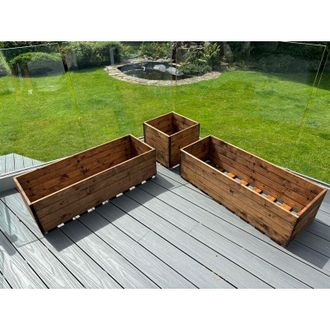 Charles Taylor Trading Charles Taylor Trading - 2 x Charles Taylor Wooden Regular Trough Planter Flower Shrub Tree Pot